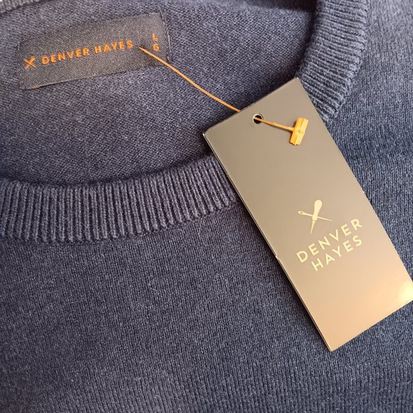 NWT Denver Hayes Crew Neck Sweater Pullover Knit Navy Blue Men's Size L - Picture 3 of 16